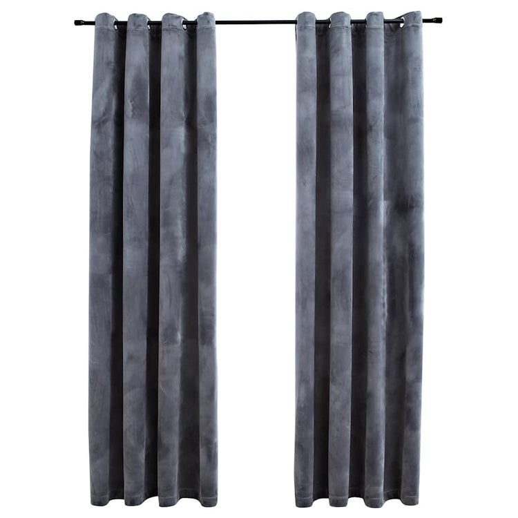 Vidaxl Vorhang Blackout mit Ringen 2 ST 140x245 cm Samt schwarz