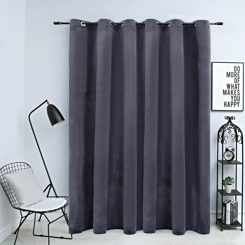 Vidaxl -Vorhang Blackout mit Ringen 290x245 cm Samt Anthrazit