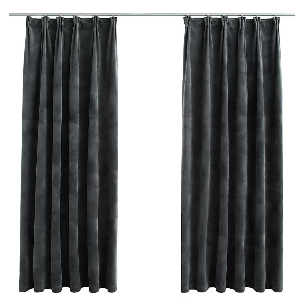 VIDAXL -Vorhänge Blackout 2 STs mit Haken 140x175 cm Samt Anthrazit