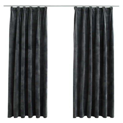 VIDAXL -Vorhänge Blackout 2 STs mit Haken 140x175 cm Samt Anthrazit