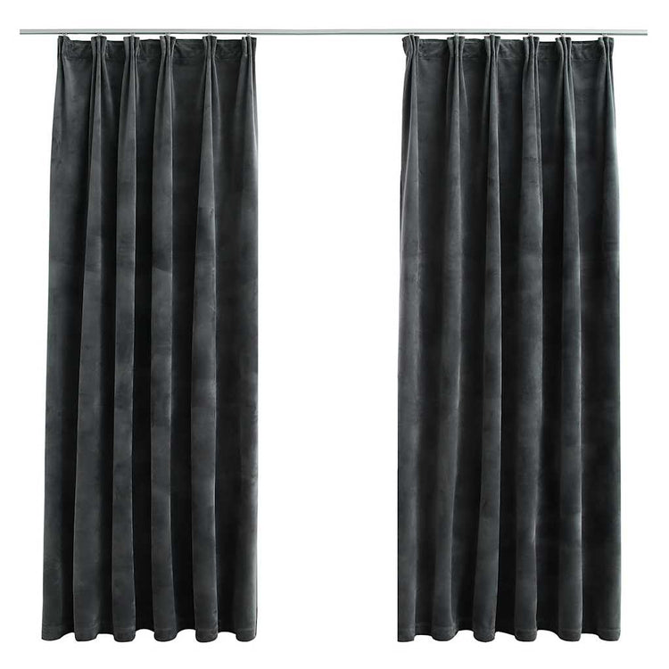 VIDAXL -Vorhänge Blackout 2 STs mit Haken 140x175 cm Samt Anthrazit