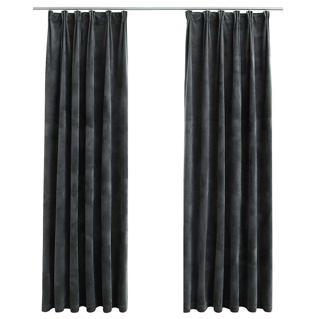 VIDAXL -Vorhänge Blackout 2 STs mit Haken 140x225 cm Samt Anthrazit