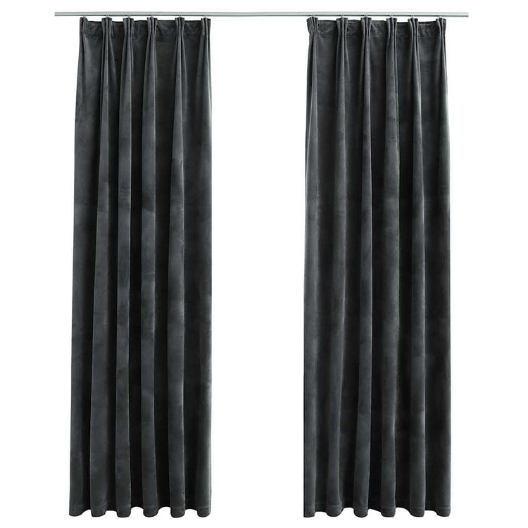 VIDAXL -Vorhänge Blackout 2 STs mit Haken 140x225 cm Samt Anthrazit