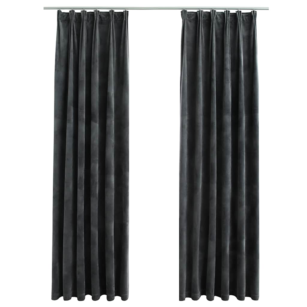 VIDAXL -Vorhänge Blackout 2 STs mit Haken 140x245 cm Samt Anthrazit