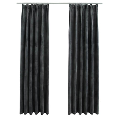 VIDAXL -Vorhänge Blackout 2 STs mit Haken 140x245 cm Samt Anthrazit