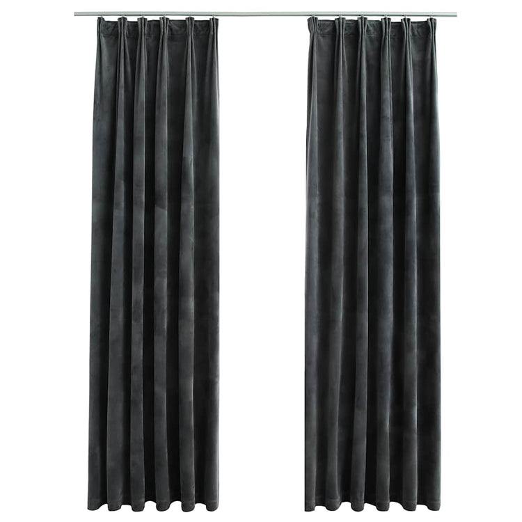 VIDAXL -Vorhänge Blackout 2 STs mit Haken 140x245 cm Samt Anthrazit