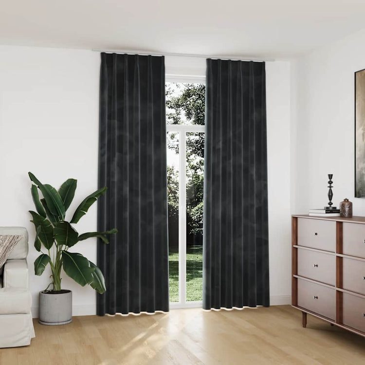 VIDAXL -Vorhänge Blackout 2 STs mit Haken 140x245 cm Samt Anthrazit