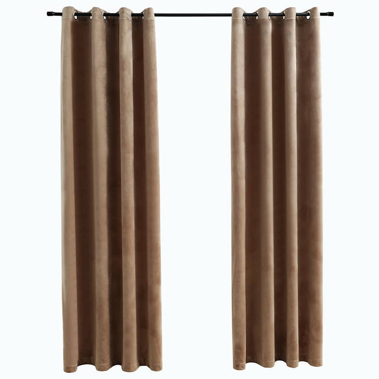 Vidaxl -Vorhang verdammt mit Ringen 2 ST 140x225 cm Samt Beige