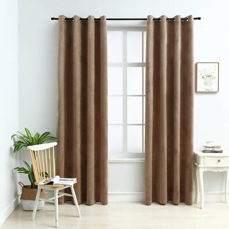 Vidaxl -Vorhang verdammt mit Ringen 2 ST 140x225 cm Samt Beige