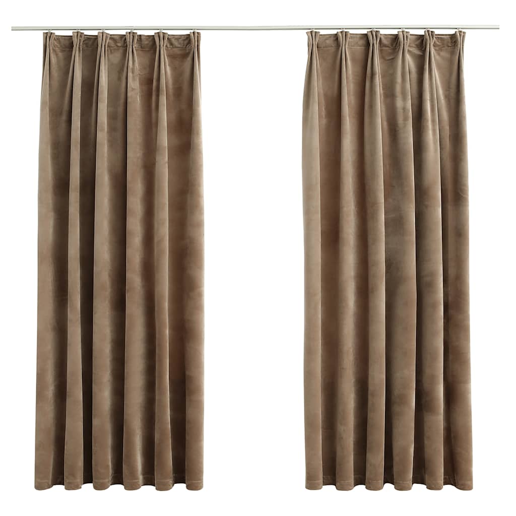 VIDAXL -Vorhänge Blackout 2 STs mit Hooks 140x175 cm Samt Beige