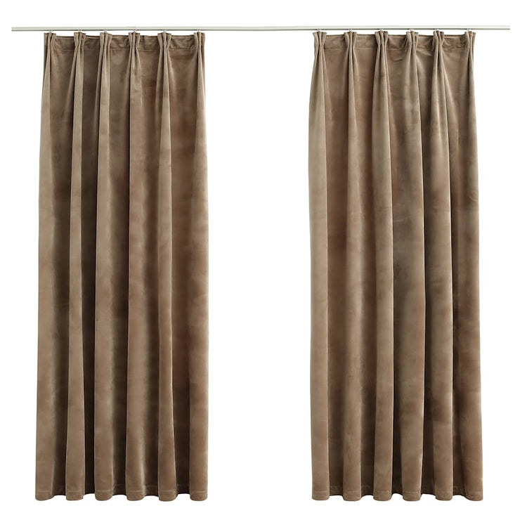 VIDAXL -Vorhänge Blackout 2 STs mit Hooks 140x175 cm Samt Beige