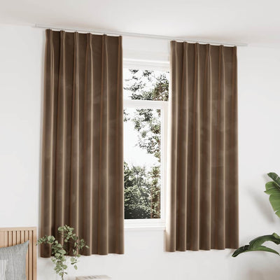 VIDAXL -Vorhänge Blackout 2 STs mit Hooks 140x175 cm Samt Beige