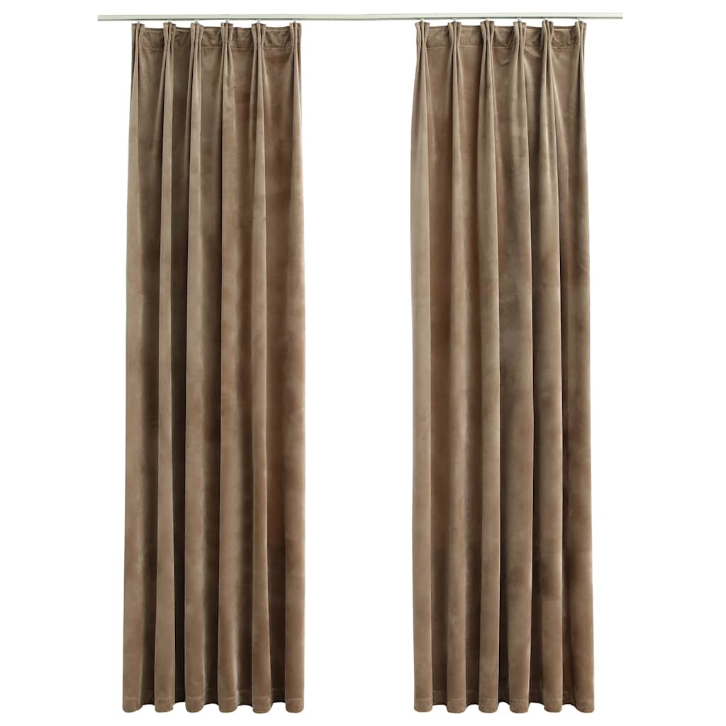 VIDAXL -Vorhänge Blackout 2 STs mit Haken 140x245 cm Samt Beige