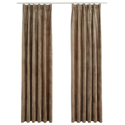 VIDAXL -Vorhänge Blackout 2 STs mit Haken 140x245 cm Samt Beige