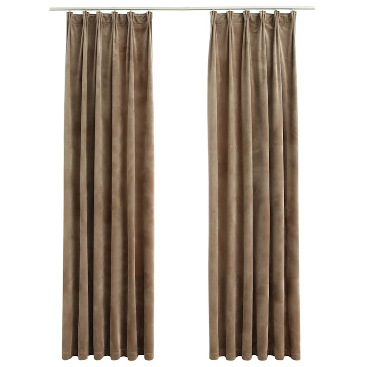 VIDAXL -Vorhänge Blackout 2 STs mit Haken 140x245 cm Samt Beige