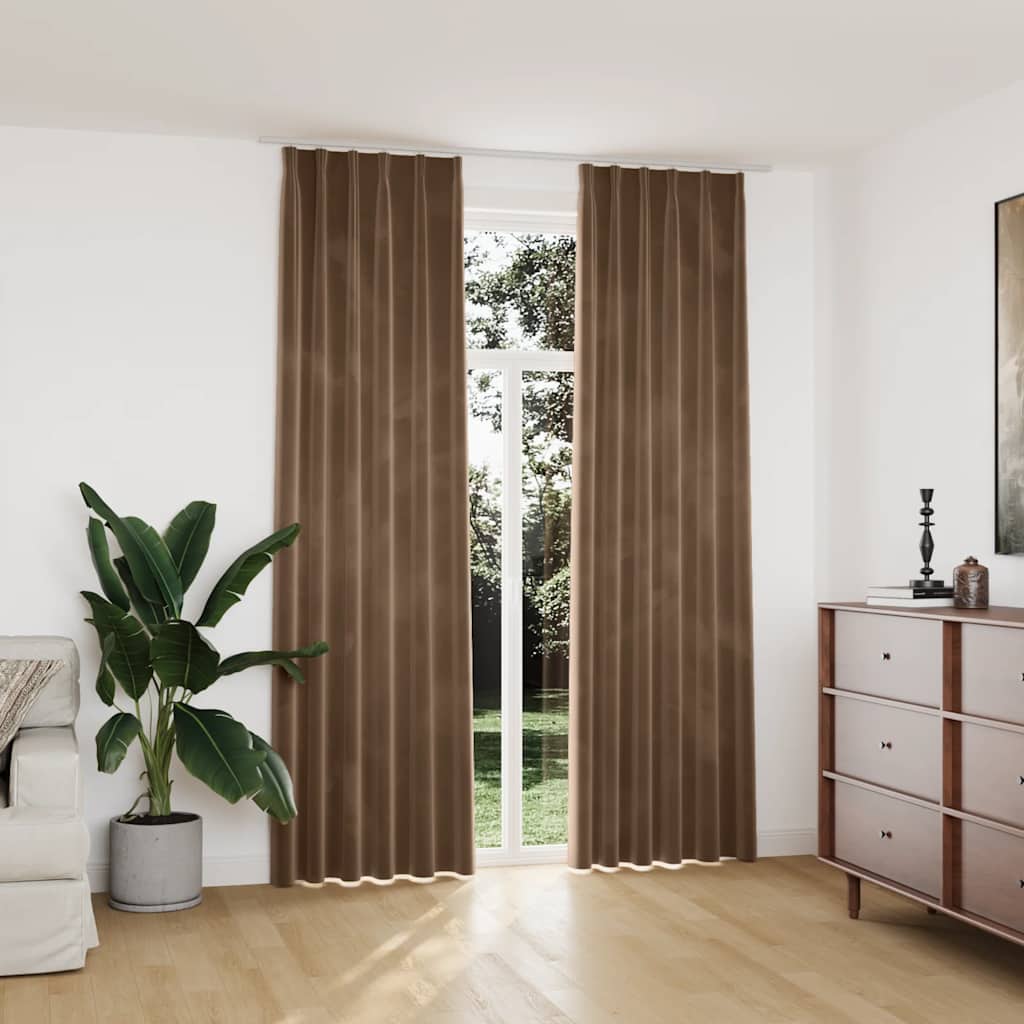 VIDAXL -Vorhänge Blackout 2 STs mit Haken 140x245 cm Samt Beige