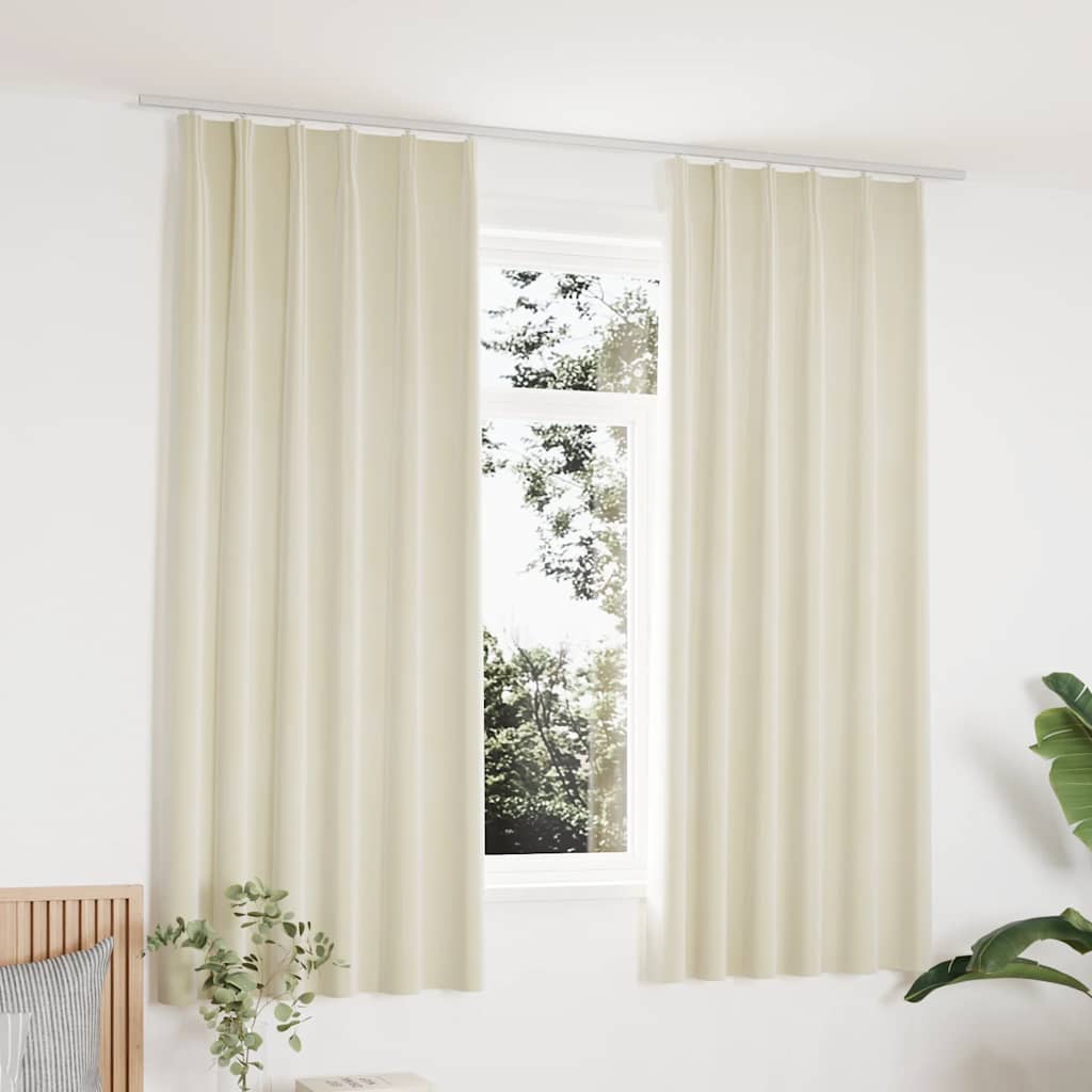 Vidaxl -Vorhänge Blackout 2 STs mit Haken 140x175 cm Samtcreme
