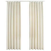 VIDAXL -Vorhänge Blackout 2 STs mit Haken 140x225 cm Samtcreme - afbeelding 2