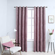 VIDAXL -Vorhänge Blackout mit Ringen 2 ST 140x225 cm Velvet Pink - afbeelding 1