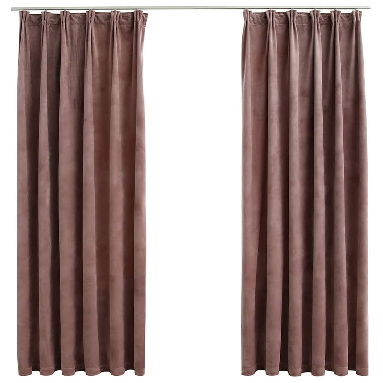 VIDAXL -Vorhänge Blackout 2 STs mit Haken 140x175 cm Velvet Pink