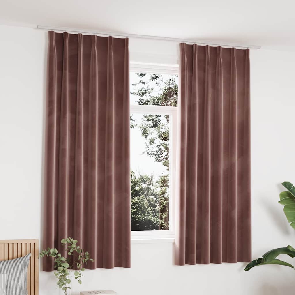 VIDAXL -Vorhänge Blackout 2 STs mit Haken 140x175 cm Velvet Pink