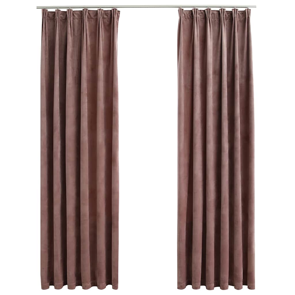 VIDAXL -Vorhänge Blackout 2 STs mit Haken 140x225 cm Samtrosa