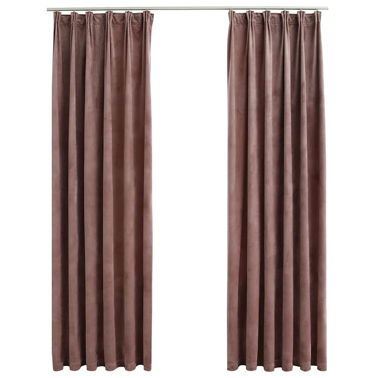 VIDAXL -Vorhänge Blackout 2 STs mit Haken 140x225 cm Samtrosa