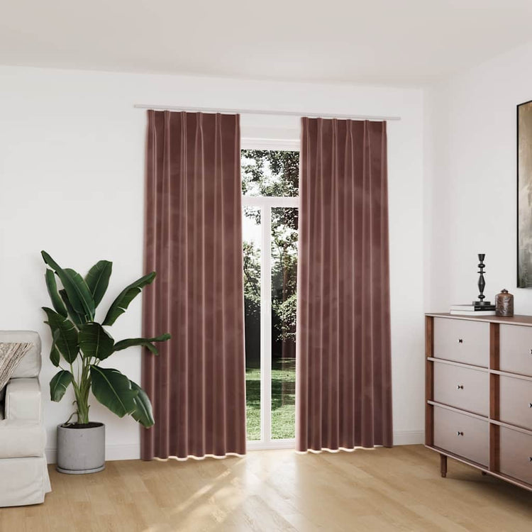 VIDAXL -Vorhänge Blackout 2 STs mit Haken 140x225 cm Samtrosa