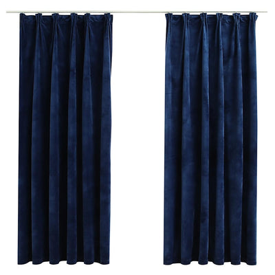 VIDAXL -Vorhänge Blackout 2 STs mit Haken 140x175 cm Samtblau