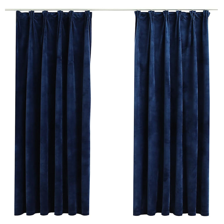 VIDAXL -Vorhänge Blackout 2 STs mit Haken 140x175 cm Samtblau