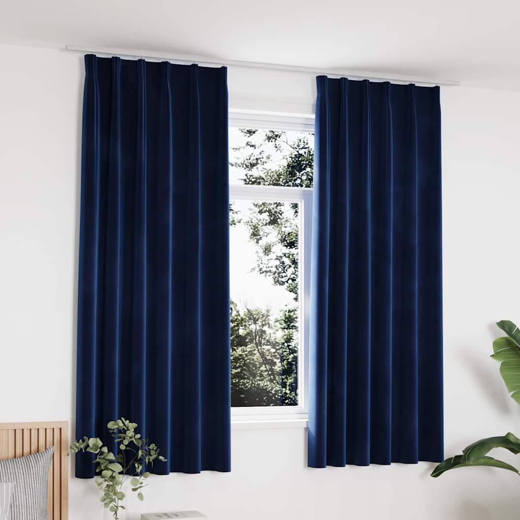 VIDAXL -Vorhänge Blackout 2 STs mit Haken 140x175 cm Samtblau
