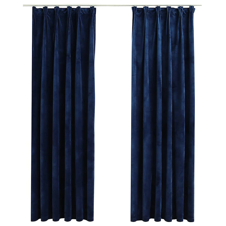 VIDAXL -Vorhänge Blackout 2 STs mit Haken 140x225 cm Samtblau
