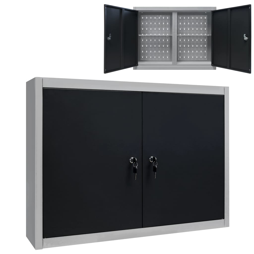 Vidaxx Wand-Werkzeugschrank in Metallgrau und Schwarz