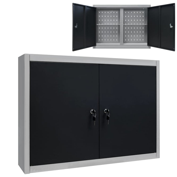 Vidaxx Wand-Werkzeugschrank in Metallgrau und Schwarz