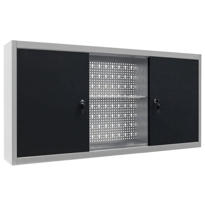 Vidaxl -Werkzeugschrank für das Wandmetallgrau und Schwarz