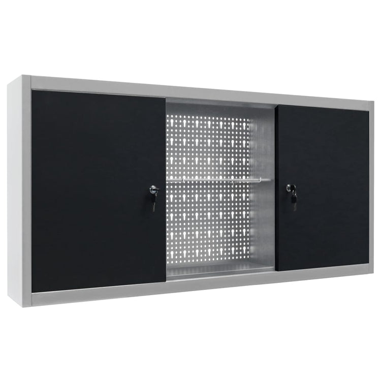 Vidaxl -Werkzeugschrank für das Wandmetallgrau und Schwarz