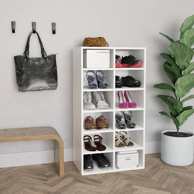 VIDAXL -Schuhregal 54x34x100,5 cm verarbeitetes Holz weiß