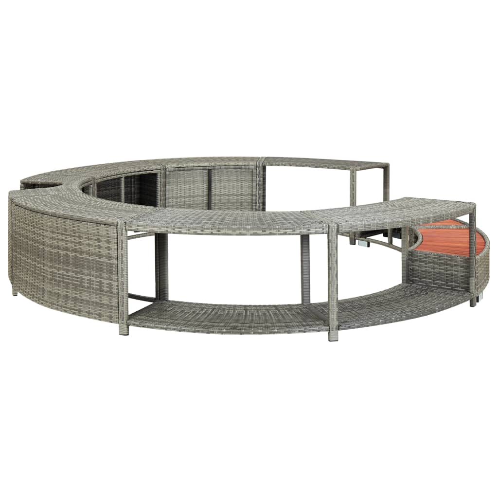 Vidaxl hottub-bouw poly rattan grau