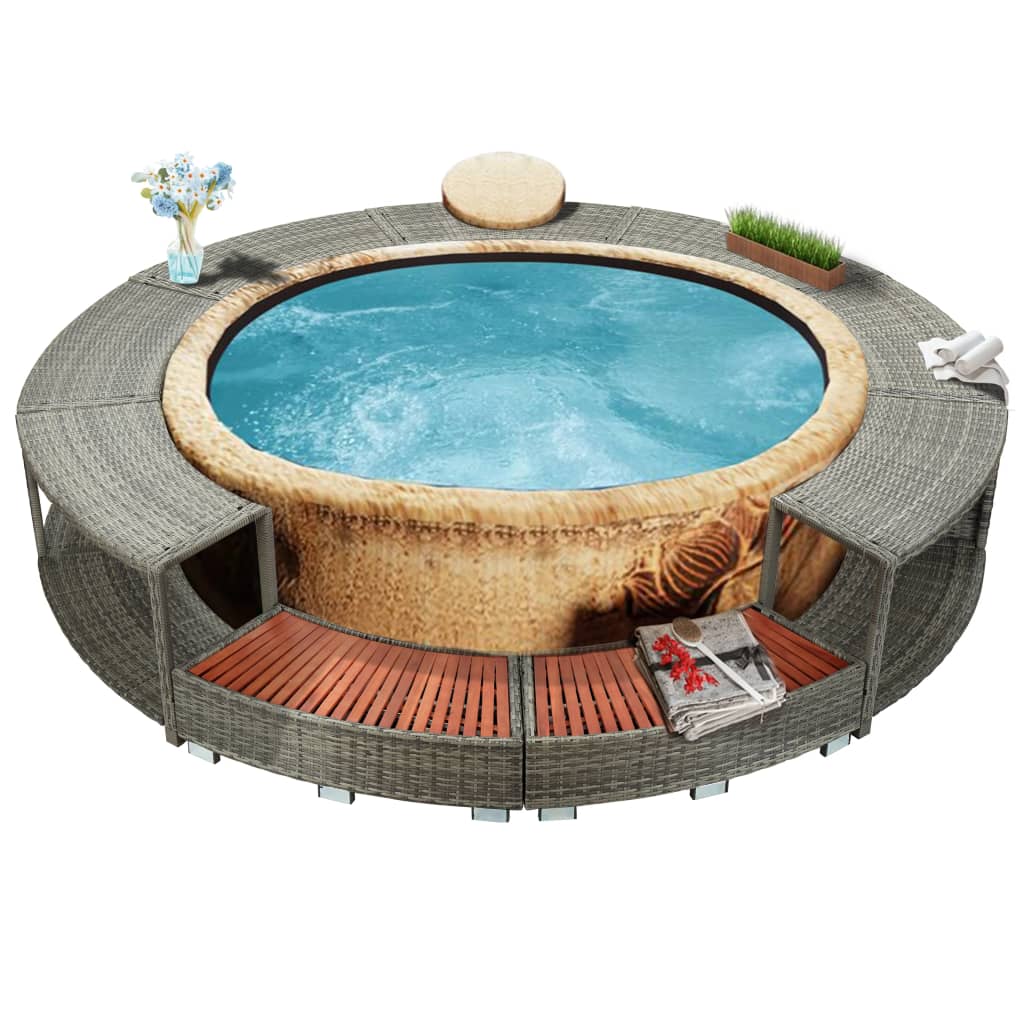 Vidaxl hottub-bouw poly rattan grau