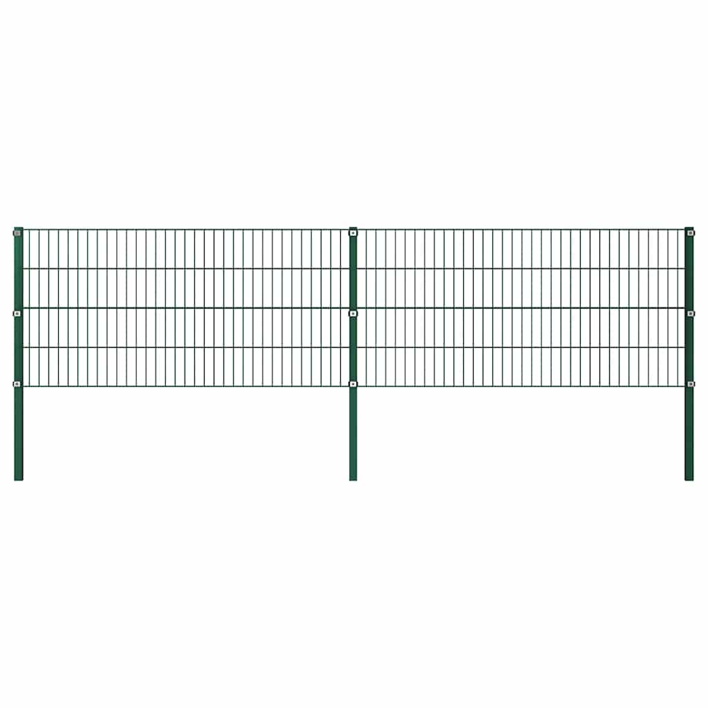 Vidaxxl Zaunelement mit Eisenpfosten 349x80 cm grün