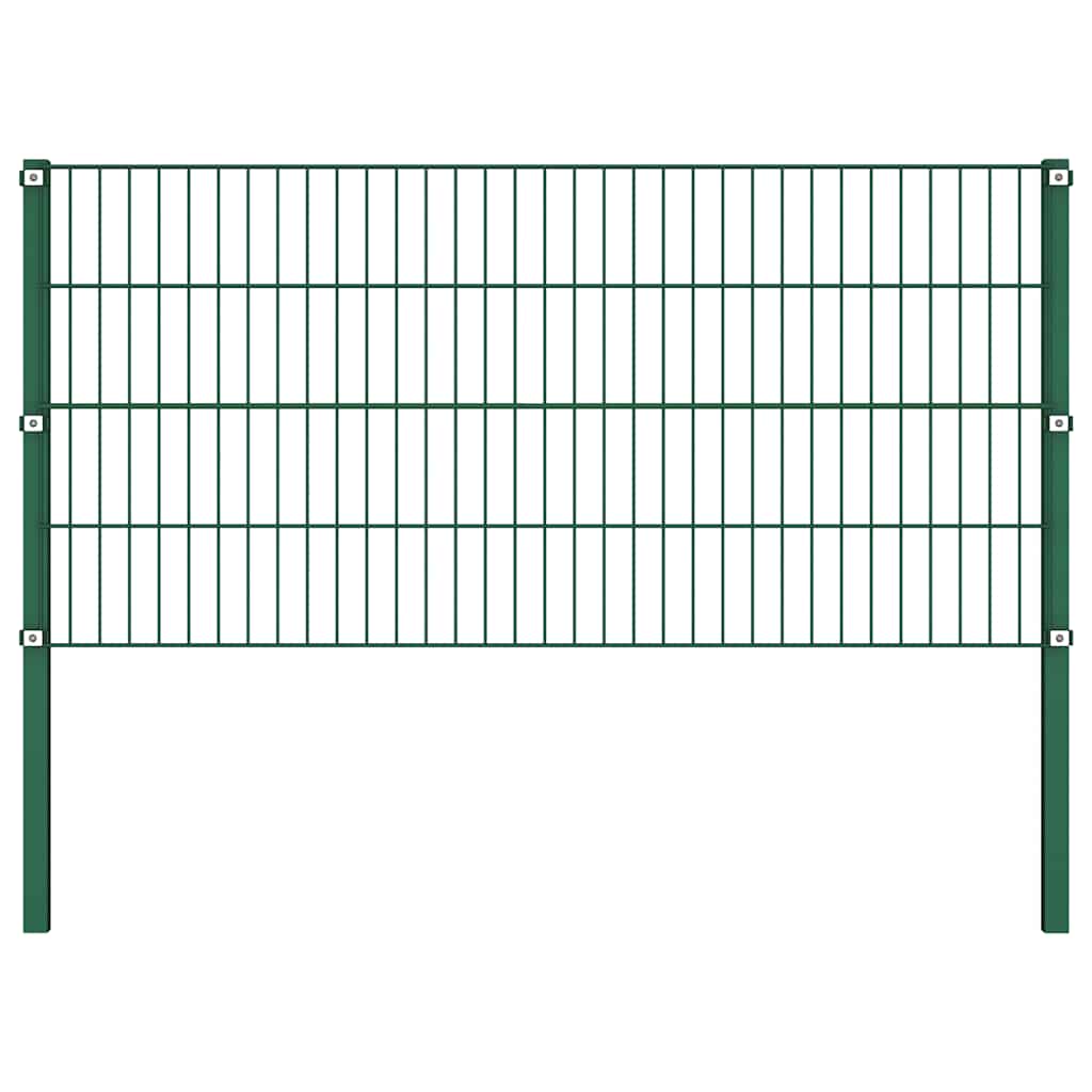 Vidaxxl Zaunelement mit Eisenpfosten 349x80 cm grün