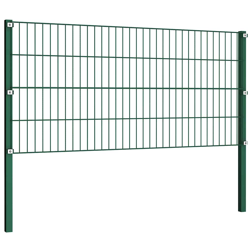 Vidaxxl Zaunelement mit Eisenpfosten 349x80 cm grün