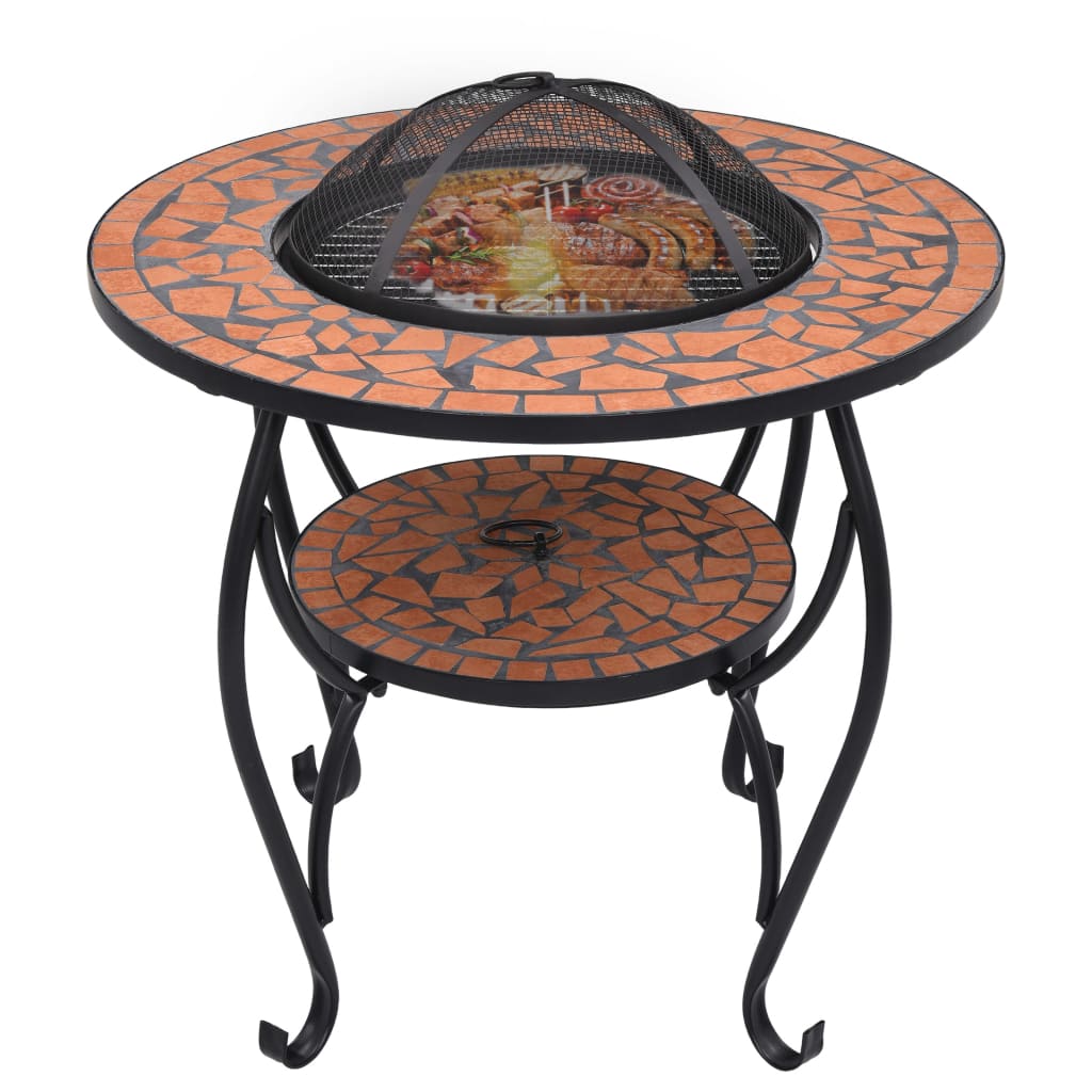VIDAXL FIRE TABELLE MOSAIC 68 cm Keramik Terrakotta -gelenkt
