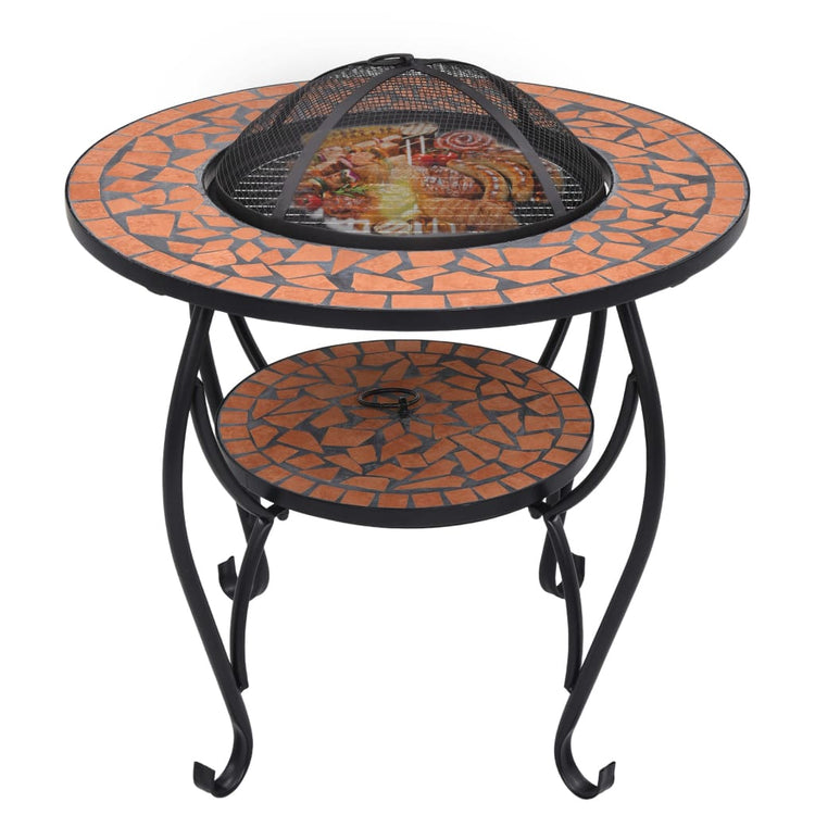 VIDAXL FIRE TABELLE MOSAIC 68 cm Keramik Terrakotta -gelenkt