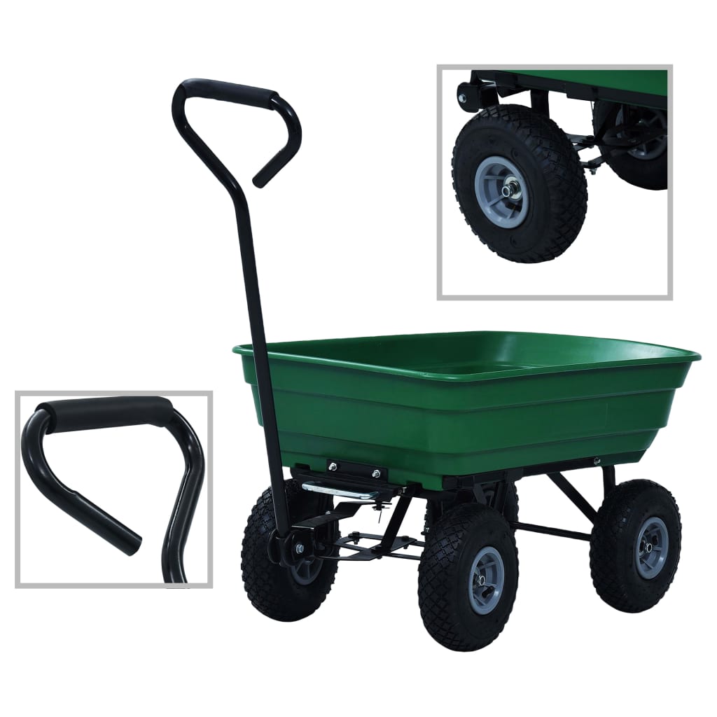 VidaXL Gartenkipper 300 kg 75l grün