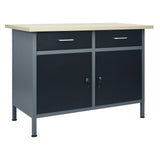 Vidaxl Workbench 120x60x85 cm Stahlschwarz - afbeelding 1