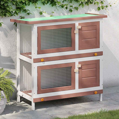Vidaxl -Kaninchenhütte für Außenseite mit 4 Türen Holzrot