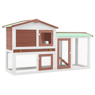 VIDAXL -Kaninchenhütte für äußere große 145x45x84 cm Holz braun und weiß