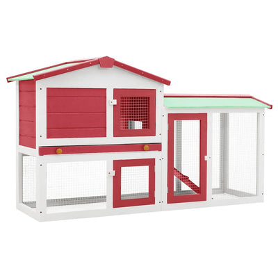 VIDAXL -Kaninchenhütte für äußere große 145x45x84 cm Holz rot und weiß