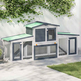 VIDAXL -Kaninchenhütte für äußere große 204x45x85 cm Holzgrau und Weiß - afbeelding 1
